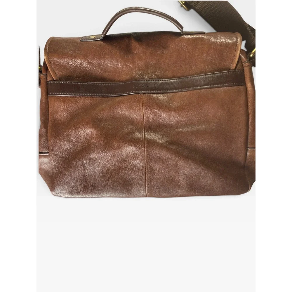 Fossil Evan Commuter Brown Leather Messenger Bag Laptop Briefcase Crossbody